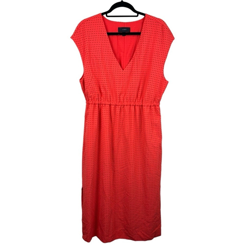 J. Crew Perforated Drapey Side Slit V-Neck Sleeveless Cinch Waist Midi Dress 16